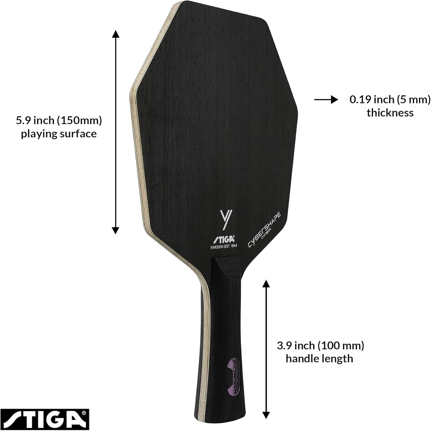 Cybershape Carbon Table Tennis Blade | Ping Pong Paddle - Unique Design for Larger Hitting Area & Increased Control - Competition Approved