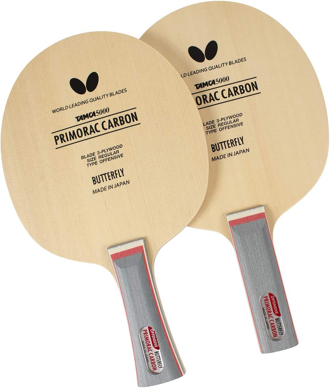 Primorac Carbon Blade -  Table Tennis Blade - TAMCA 5000 Carbon Fiber Blade - Cypress Wood Fiber Blade - Professional Table Tennis Blade - FL and ST Handle Type - Made in Japan