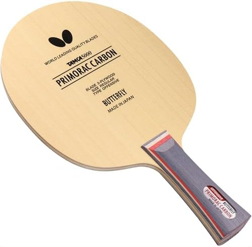 Primorac Carbon Blade -  Table Tennis Blade - TAMCA 5000 Carbon Fiber Blade - Cypress Wood Fiber Blade - Professional Table Tennis Blade - FL and ST Handle Type - Made in Japan